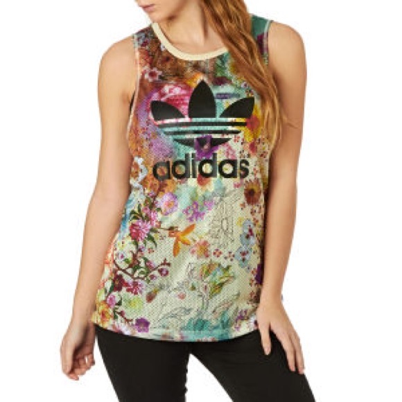 adidas floral tank tops